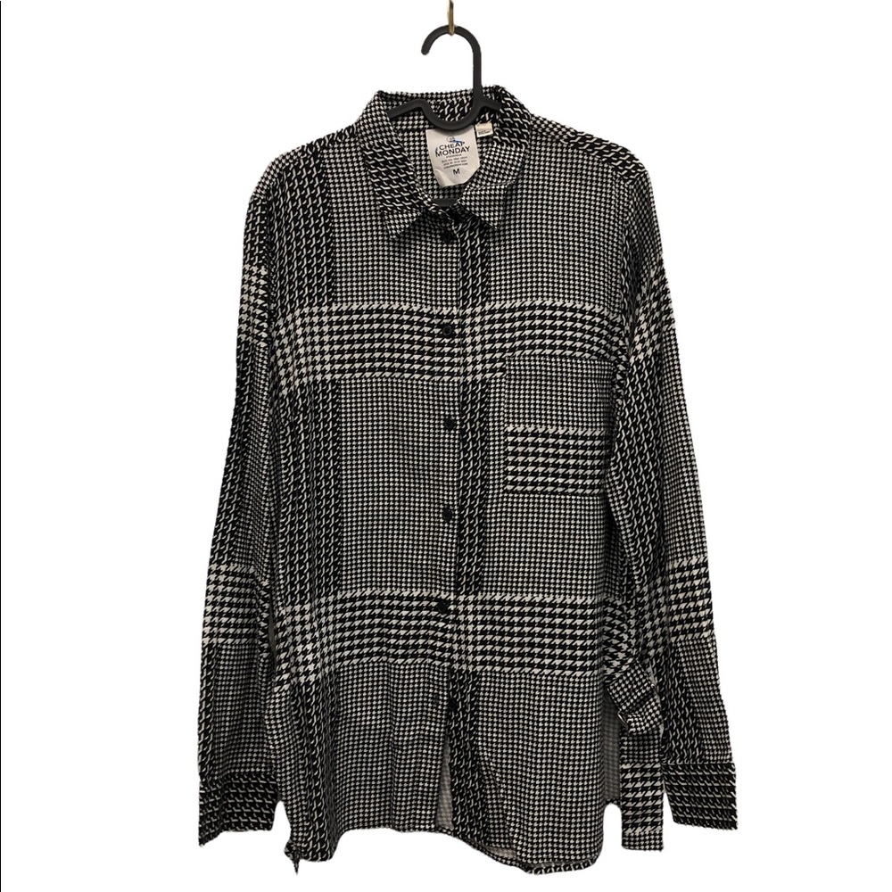 Cheap Monday black white houndstooth plaid long sleeve size M‎ *read